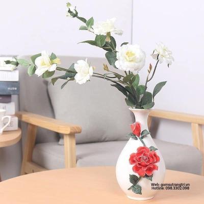 BÌNH SỨ ĐẮP NỔI HOA CAO CẤP